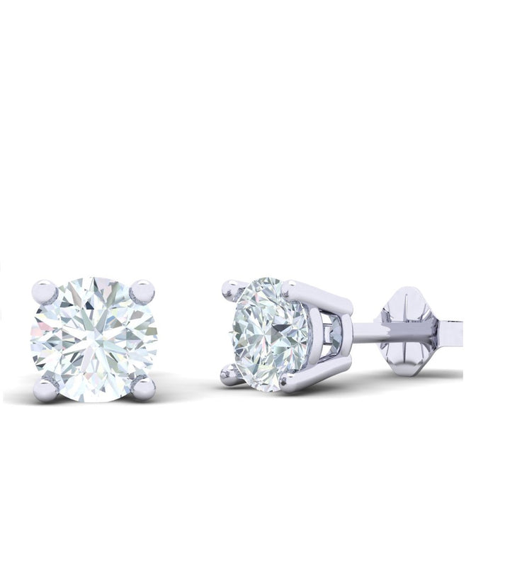 Classic Stud Moissanite Earrings White Gold