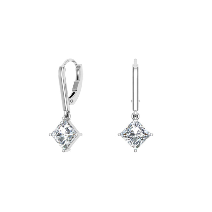 Princess Cut Moissanite Drops White Gold