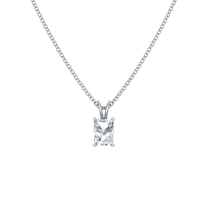 Radiant Solitaire Moissanite Pendant White Gold