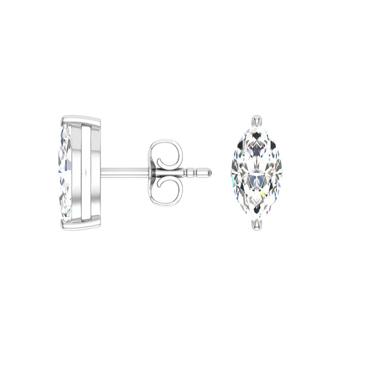 Marquise Moissanite Studs White Gold