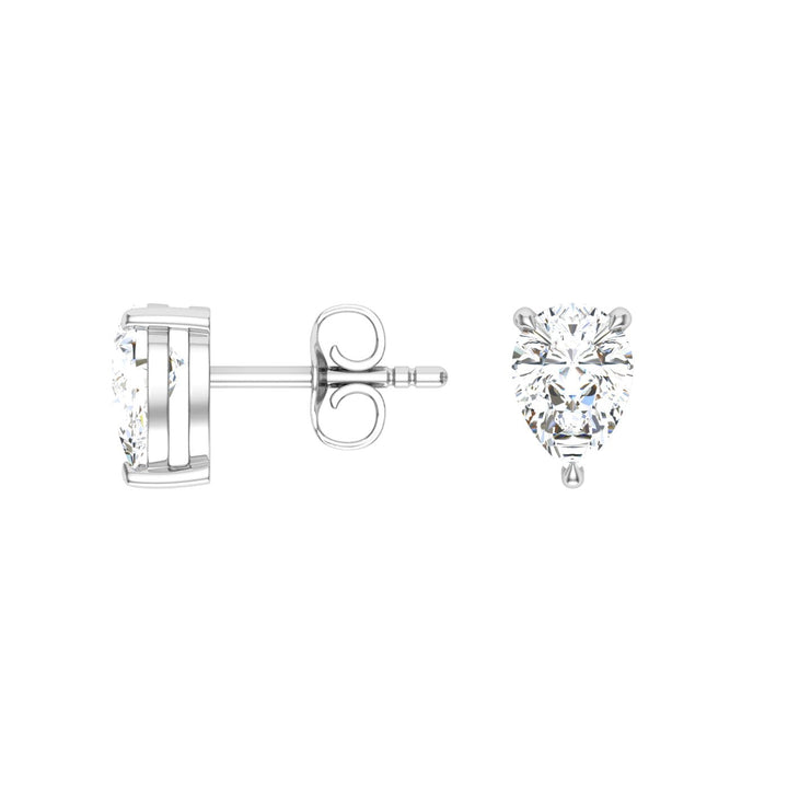 Pear Moissanite Studs White Gold