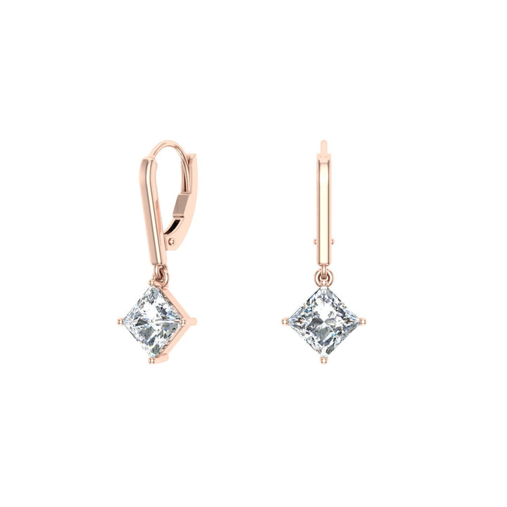 Princess Cut Moissanite Drops Rose Gold