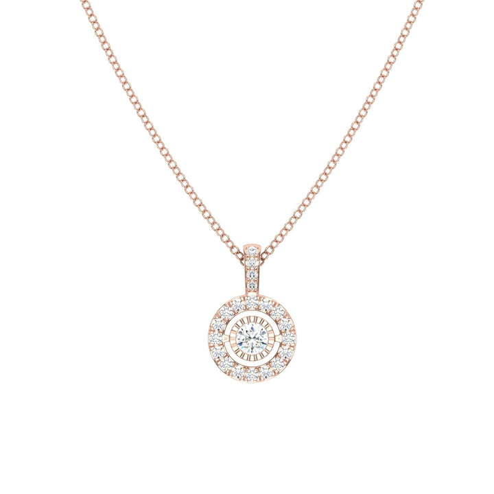 Round Moissanite Pendant with Halo Rose Gold