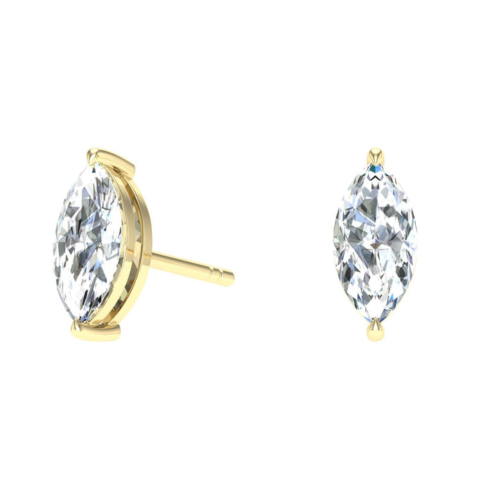 Marquise Moissanite Studs Yellow Gold