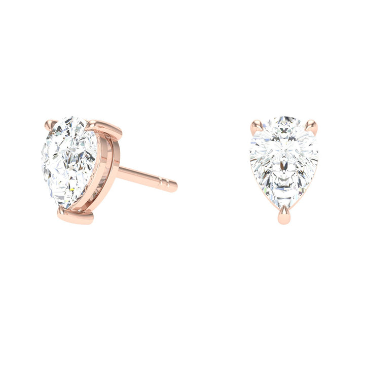 Pear Moissanite Studs Rose Gold