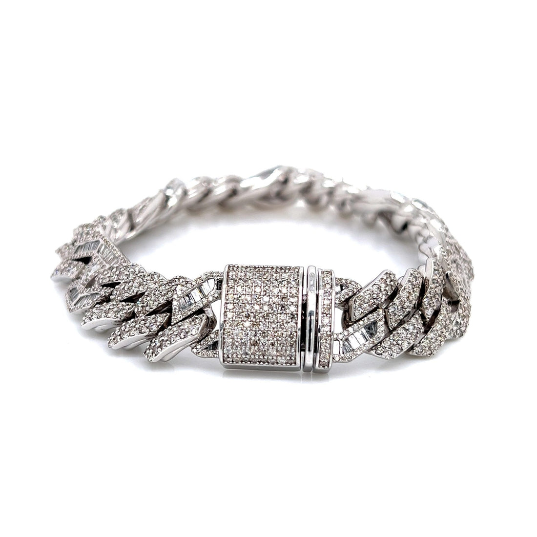 10k Moissanite White Gold Cuban Bracelet 