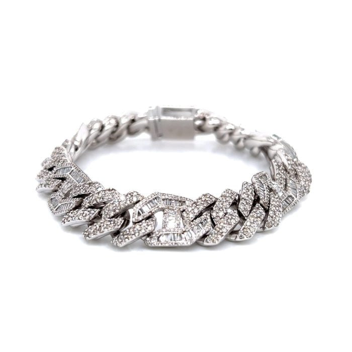 10k Moissanite White Gold Cuban Bracelet 