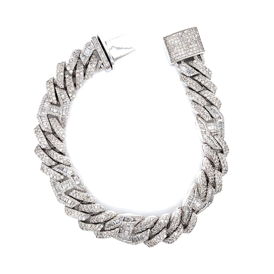 10k Moissanite White Gold Cuban Bracelet 