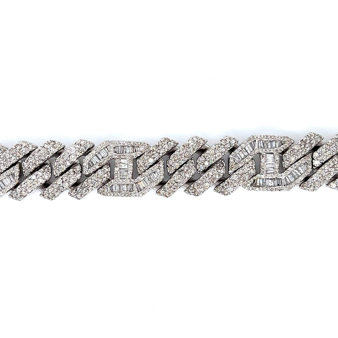 10k Moissanite White Gold Cuban Bracelet 