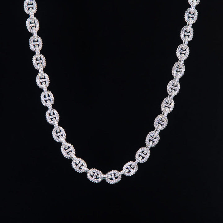 Sparkle 8mm Moissanite Paved G-Link Chain White Gold