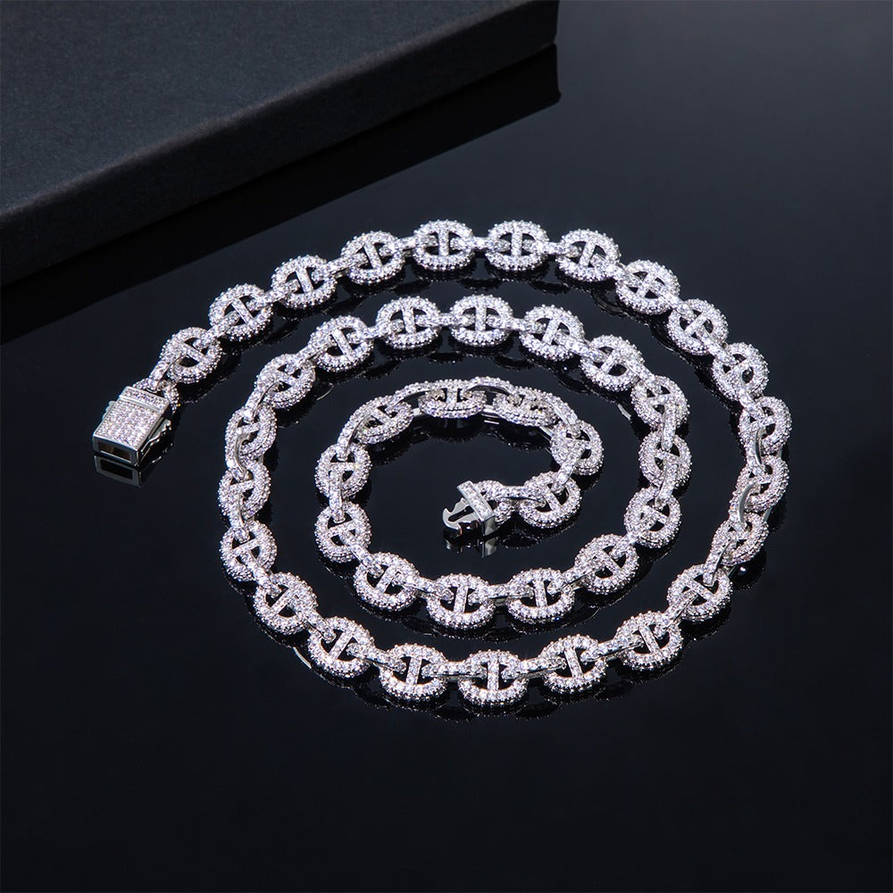 Sparkle 8mm Moissanite Paved G-Link Chain White Gold