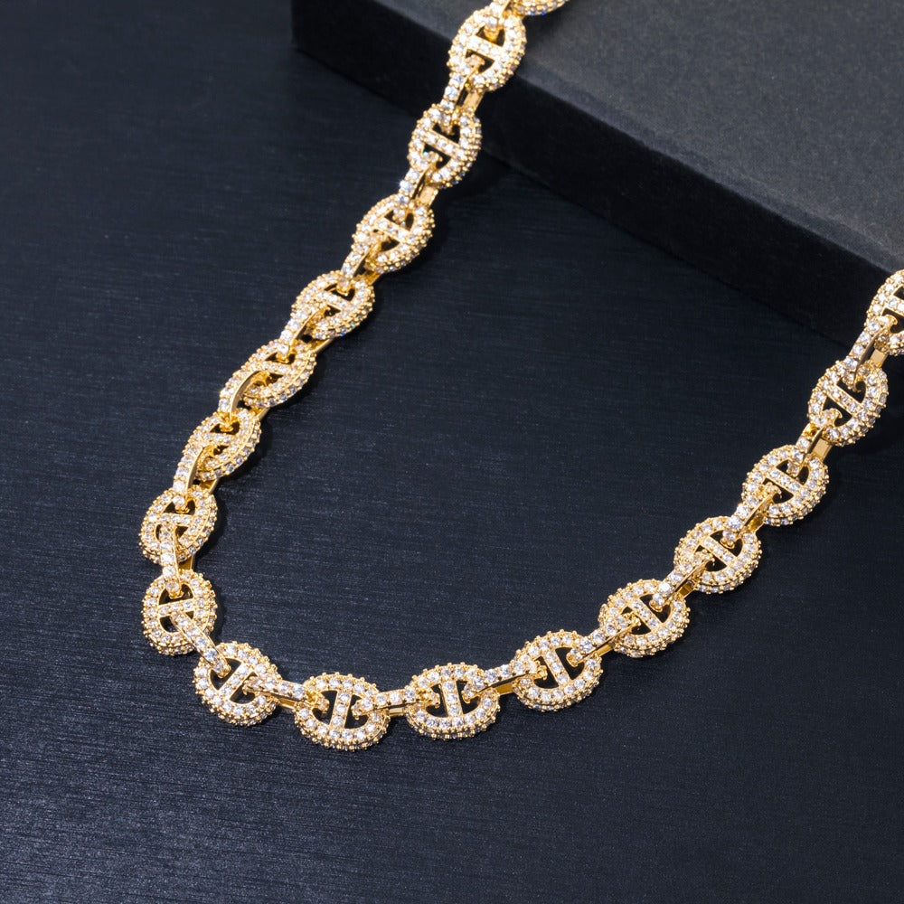 Sparkle 8mm Moissanite Paved G-Link Chain Yellow Gold