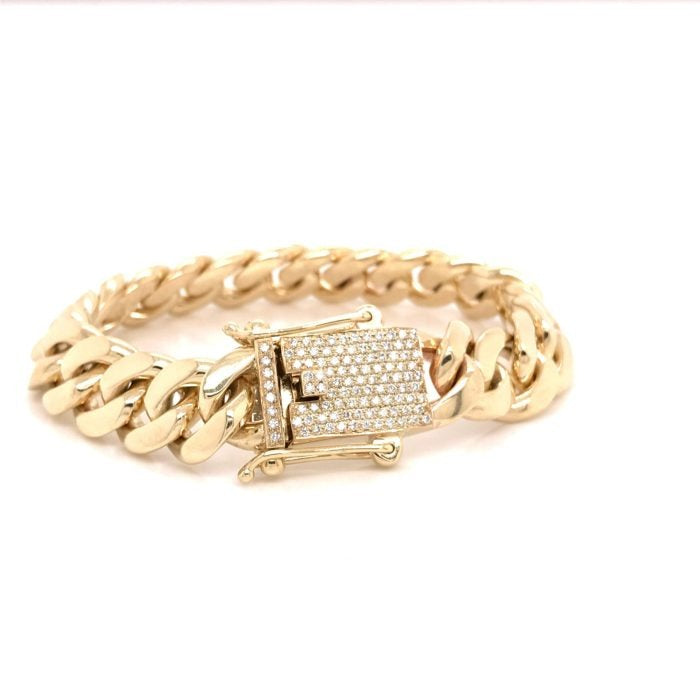 10K Yellow Gold Cuban Bracelet With Moissanite Clasp