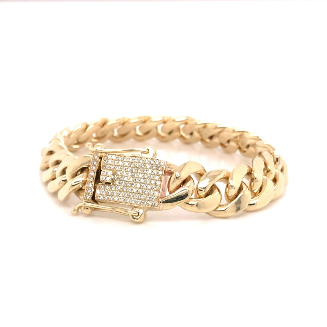 10K Yellow Gold Cuban Bracelet With Moissanite Clasp