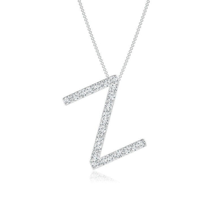 Moissanite Capital "Z" Initial Pendant White Gold