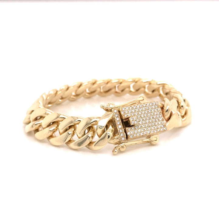 10K Yellow Gold Cuban Bracelet With Moissanite Clasp