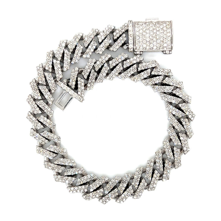 10K White Gold Moissanite Cuban Bracelet