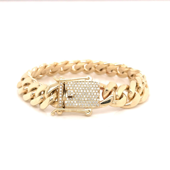 10K Yellow Gold Cuban Bracelet With Moissanite Clasp