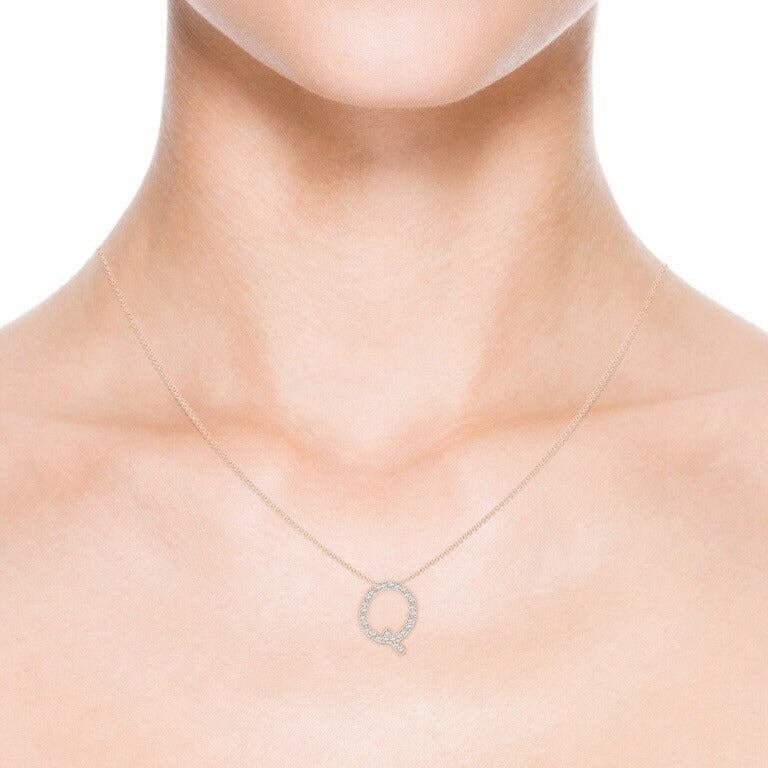 Moissanite Capital "Q" Initial Pendant Rose Gold