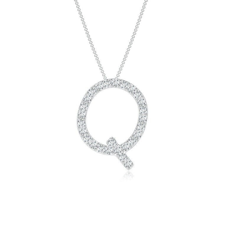 Moissanite Capital "Q" Initial Pendant White Gold