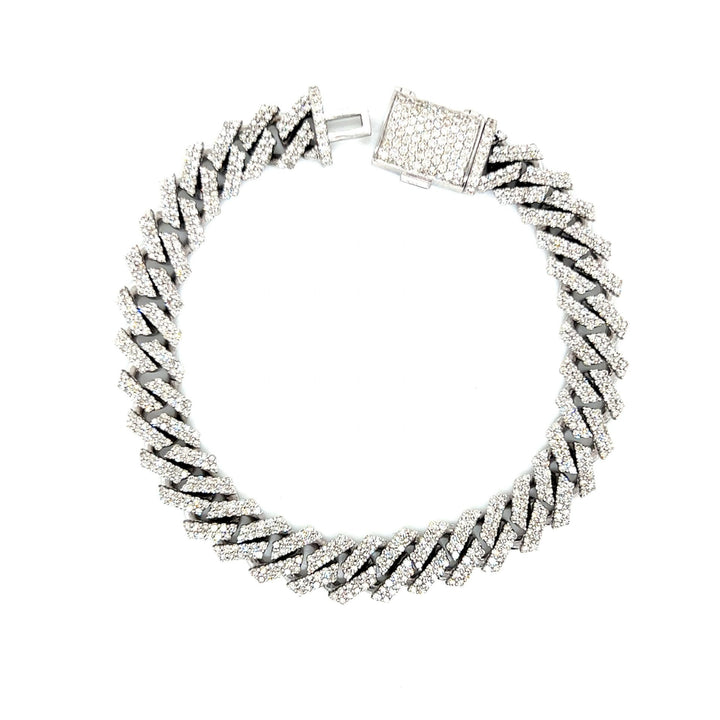 10K White Gold Moissanite Cuban Bracelet