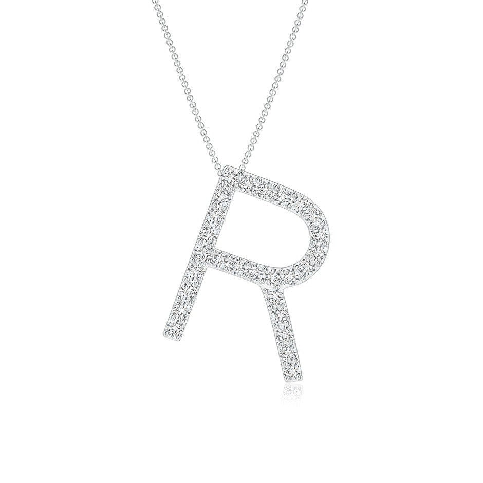 Moissanite Capital "R" Initial Pendant White Gold