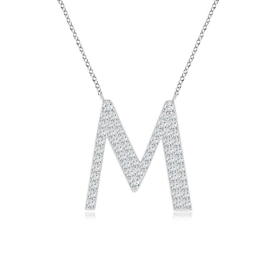 Moissanite Capital "M" Initial Necklaces White Gold