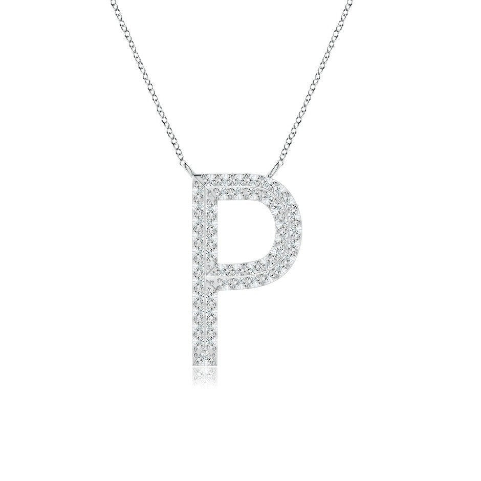 Moissanite Capital "P" Initial Pendant White Gold