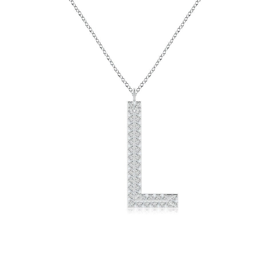 Moissanite Capital "L" Initial Pendant White Gold