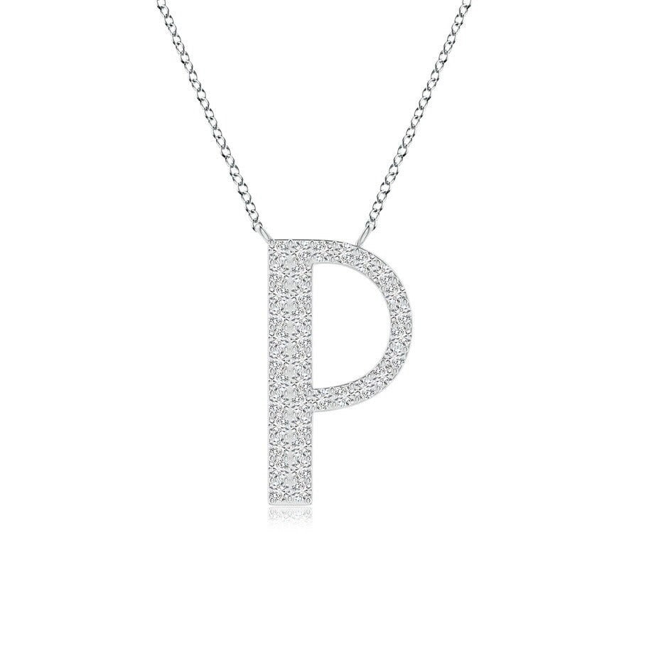 Moissanite Capital "P" Initial Necklaces White Gold