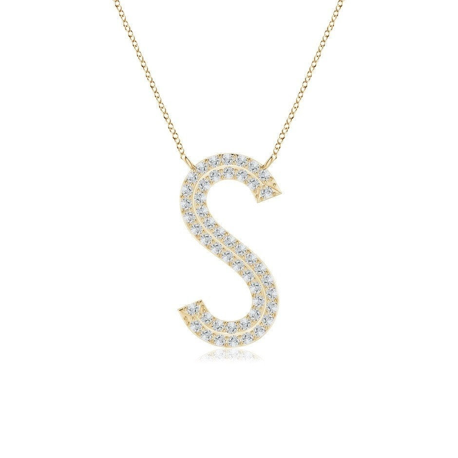 Moissanite Capital "S" Initial Necklaces Yellow Gold